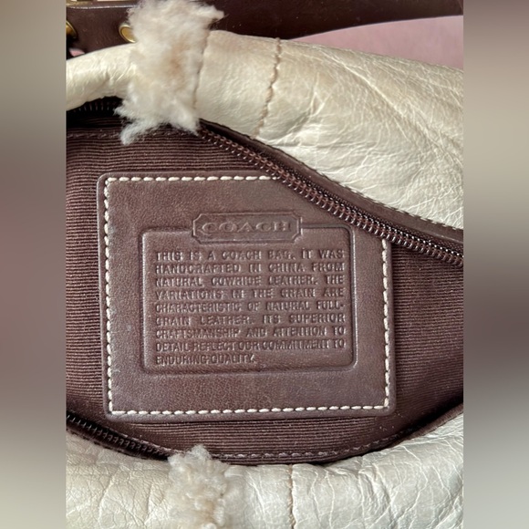 HTF Authentic Vintage Coach Signature Leather & Shearling mini bag/Pochette - Picture 10 of 11